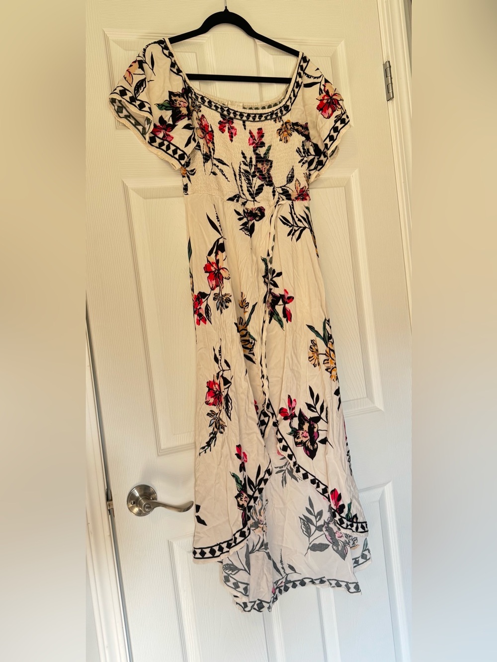 Jealous Tomato Cream Floral Maxi Dress with Pink & Green Accents